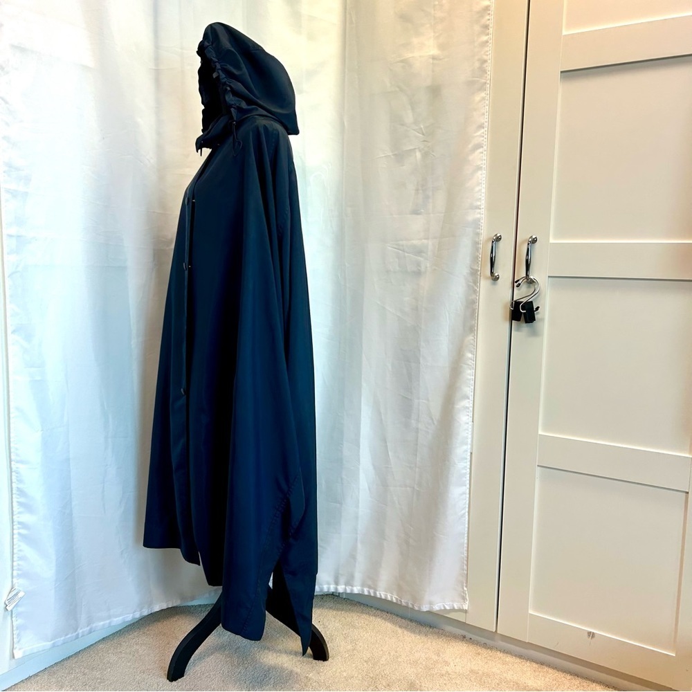ZARA Limited Edition Navy Blue Hooded Poncho Cape Sz M NWT - Picture 6 of 14